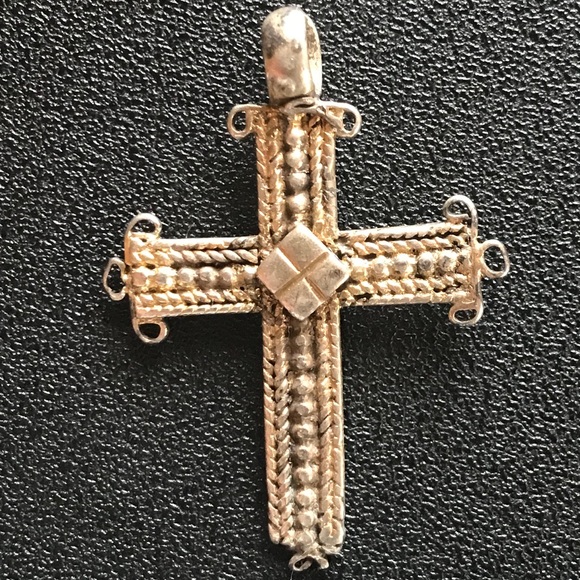 Intricate Ethiopian Silver Cross Pendant - Picture 1 of 4